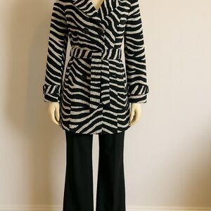 Zebra Print Trench Coat •Mob Wife Glam • Old Money • Y2K • Medium